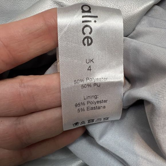 Lavish Alice Silver Metallic Vegan Leather Corset Mini Dress New Sz 0 - Picture 12 of 16